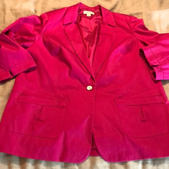 COLDWATER CREEK Size 20-22 Pink 1-Button Blazer Cotton Stretch Vibrant $118 NEW - Picture 11 of 12